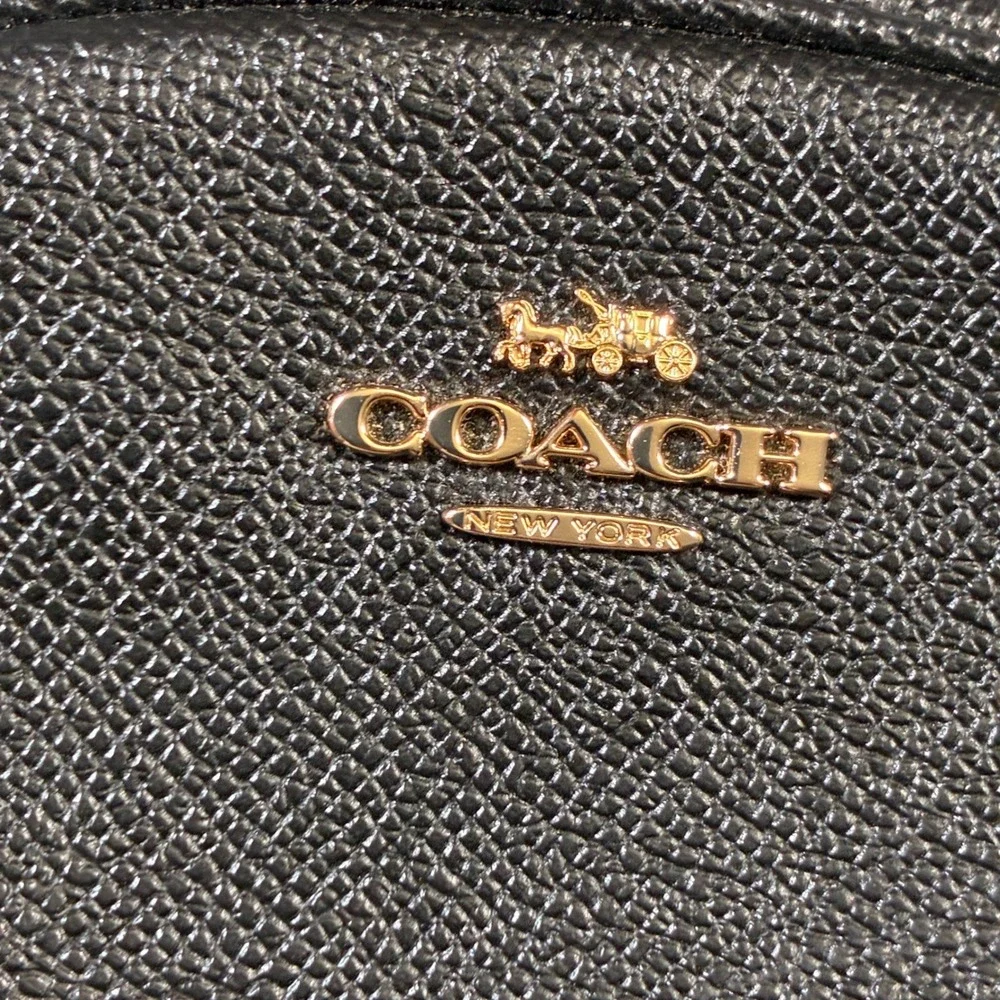 Coach Dome Cosmetic Case Womens OS Black Crossgrain Leather Gold C9984 New